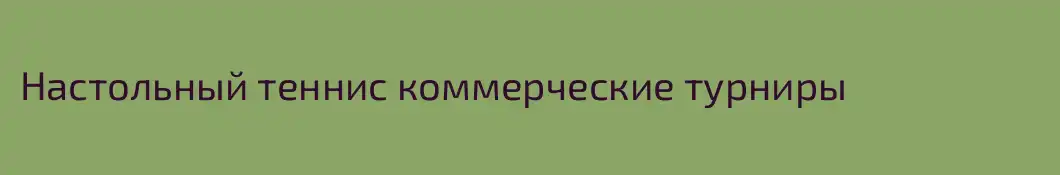 Настольный теннис коммерческие турниры